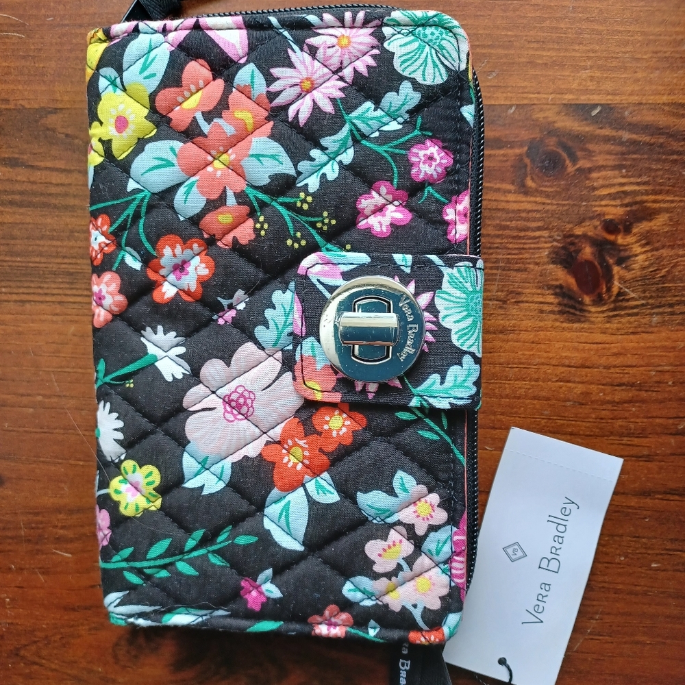Vera Bradley RFID Turnlock Wallet in Tangerine Twist NWOT